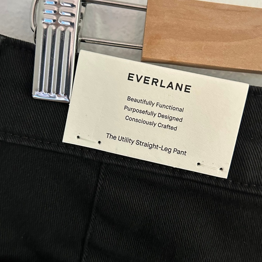 Everlane Women's The Utility Straight Leg Black High Rise Pants 2 New - Picture 8 of 10